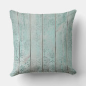 ティール(緑がかった色)グリーンダマスメタリックウッドコテージホーム クッション (裏面)