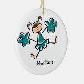 ティール（緑がかった色）グリーンチアリーダー セラミックオーナメント (右)