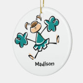 ティール（緑がかった色）グリーンチアリーダー セラミックオーナメント (左)