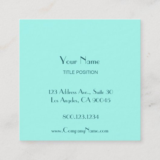 ティール（緑がかった色）グリーンツートーン スクエア名刺 (裏面)