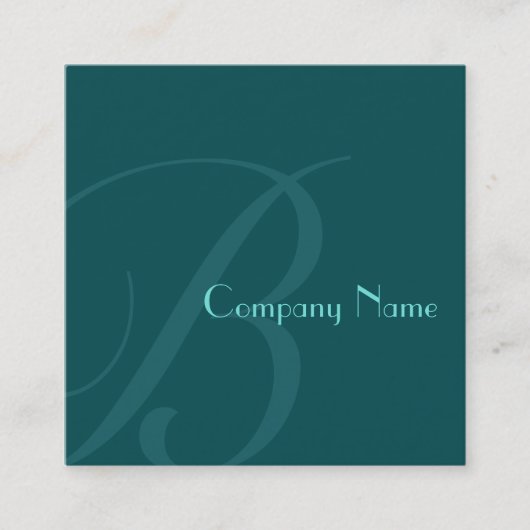 ティール(緑がかった色)グリーンツートーン スクエア名刺 (正面)