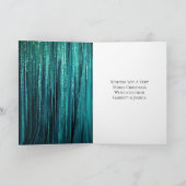 ティール（緑がかった色）グリーンティンセルシルバークリスマスツリー カード (内部)