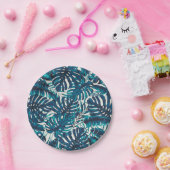 ティール（緑がかった色）グリーントロピカルパーム葉ズサマー結婚ズ ペーパープレート (パーティー)