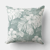 ティール(緑がかった色)グリーントロピカル装飾用クッション クッション (正面)