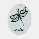 ティール(緑がかった色)グリーンドラゴンフライ セラミックオーナメント (右)