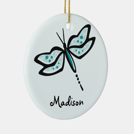 ティール(緑がかった色)グリーンドラゴンフライ セラミックオーナメント (右)