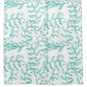 ティール（緑がかった色）グリーンナチュラルつる植物 シャワーカーテン (正面)