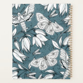 ティール(緑がかった色)グリーンバタフライフローラモノグラムの プランナー手帳 (裏面)