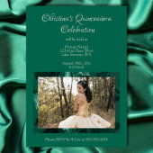 ティール(緑がかった色)グリーンバラ、金ゴールド蝶キンセアニェラ 箔招待状