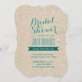 ティール（緑がかった色）グリーンバ素朴ラップブライダルシャワー 招待状 (正面/裏面)