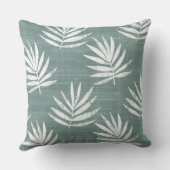 ティール（緑がかった色）グリーンパーム離れ装飾用クッション クッション (裏面)