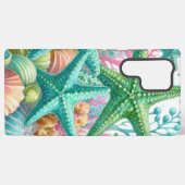 ティール（緑がかった色）グリーンヒトデ SAMSUNG GALAXYケース (裏面横)