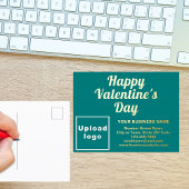 ティール(緑がかった色)グリーンビジネスブランドオンバレンタイン 箔シーズンポストカード