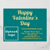 ティール(緑がかった色)グリーンビジネスブランドオンバレンタイン 箔シーズンポストカード (正面)