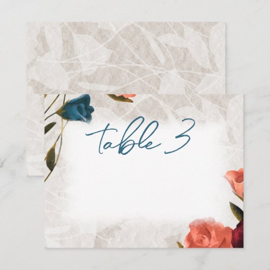 ティール（緑がかった色）グリーンピーチバラ結婚ズテーブル番号カード ノートカード (正面/裏面)