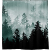 ティール（緑がかった色）グリーンフォレストドリーム#1 #wall #art シャワーカーテン (正面)
