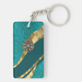 ティール（緑がかった色）グリーンフローラダム キーホルダー (裏面)