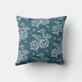 ティール（緑がかった色）グリーンフローラチンツエレガント装飾用クッション クッション (裏面)