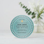 ティール（緑がかった色）グリーンブラシ仕上げメタル&パール卒業 招待状 (スタンド正面)