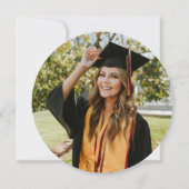 ティール（緑がかった色）グリーンブラシ仕上げメタル&パール卒業 招待状 (裏面)