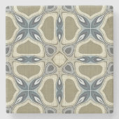 ティール（緑がかった色）グリーンブルーグレーオークレーお尻ボヘミアンバリアート ストーンコースター (正面)