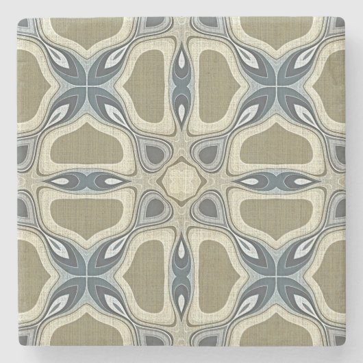 ティール（緑がかった色）グリーンブルーグレーオークレーお尻ボヘミアンバリアート ストーンコースター (正面)