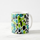 ティール（緑がかった色）グリーンブルーチータースポットアニマルプリント コーヒーマグカップ (正面右)