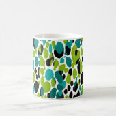 ティール（緑がかった色）グリーンブルーチータースポットアニマルプリント コーヒーマグカップ (中央)