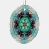 ティール（緑がかった色）グリーンブルーピンクフローラ星型 セラミックオーナメント (右)