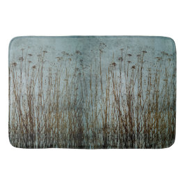 ティール（緑がかった色）グリーンブルーブラウン乾燥植物 バスマット