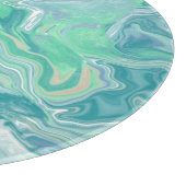 ティール（緑がかった色）グリーンブルーマーブルフルードアート カッティングボード (角)