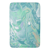 ティール(緑がかった色)グリーンブルーマーブルフルードアート バスマット (正面縦)