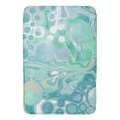 ティール（緑がかった色）グリーンブルーマーブルフルードアート バスマット (正面縦)