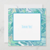 ティール（緑がかった色）グリーンブルー大理石フルフィルドアートサンキューユー (裏面)