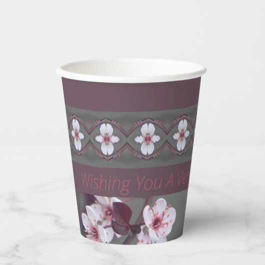 ティール（緑がかった色）グリーンプラムとピンク 紙コップ (正面)