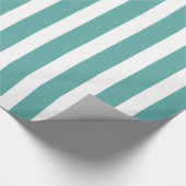 ティール（緑がかった色）グリーンホワイトストライプ誕生日 ラッピングペーパー (角)