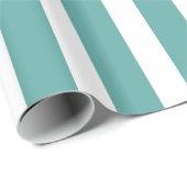 ティール（緑がかった色）グリーンホワイトストライプ誕生日 ラッピングペーパー (ロールコーナー)