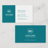 ティール(緑がかった色)グリーンホワイト2文字ロゴ名刺 名刺 (正面/裏面)