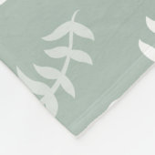 ティール（緑がかった色）グリーンボタニカルズ葉モノグラム フリースブランケット (角)