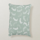 ティール(緑がかった色)グリーンボタニカル葉 アクセントクッション (裏面(縦))