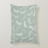 ティール(緑がかった色)グリーンボタニカル葉 アクセントクッション (正面(垂直))