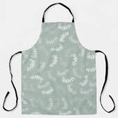 ティール(緑がかった色)グリーンボタニカル葉 エプロン (正面)