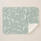 ティール（緑がかった色）グリーンボタニカル葉 シェルパブランケット (正面(横))