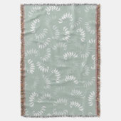 ティール（緑がかった色）グリーンボタニカル葉 スローブランケット (正面縦)
