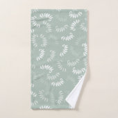 ティール(緑がかった色)グリーンボタニカル葉 バスタオルセット (ハンドタオル)