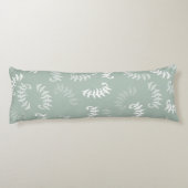 ティール(緑がかった色)グリーンボタニカル葉 ボディピロー (裏面)