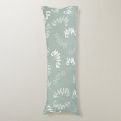 ティール(緑がかった色)グリーンボタニカル葉 ボディピロー (正面縦)