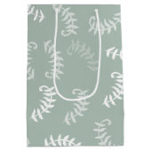 ティール（緑がかった色）グリーンボタニカル葉 ミディアムペーパーバッグ (裏面)