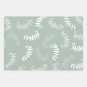 ティール(緑がかった色)グリーンボタニカル葉 ラッピングペーパーシート (正面3)