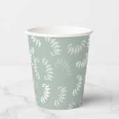 ティール(緑がかった色)グリーンボタニカル葉 紙コップ (正面)